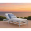 Casa Padrino Luxus Gartenliege Grau / Weiß 210 cm - Hotel & Garten Möbel