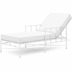 Casa Padrino Luxus Gartenliege mit Armlehnen Weiß 190 cm - Hotel & Garten Möbel