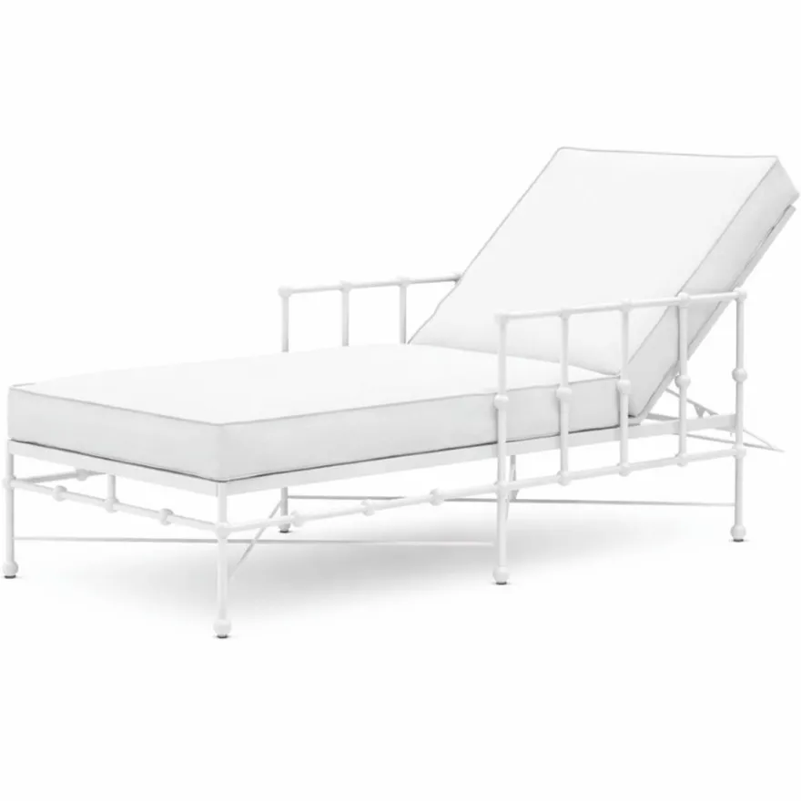 Casa Padrino Luxus Gartenliege mit Armlehnen Weiß 190 cm - Hotel & Garten Möbel