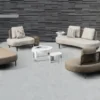 Casa Padrino Luxus Garten Liege Grau / Beige 7-teilig 216 x 100 x H. 72.5 cm - Wetterfest und hochwertig verarbeitet - Moderne Garten Möbel - Luxus Qualität