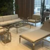 Casa Padrino Luxus Garten Lounge Set Beige 5-teilig 221.5 x 80 x H. 76 cm - Wetterfest und hochwertig verarbeitet - Moderne Garten Möbel - Luxus Qualität