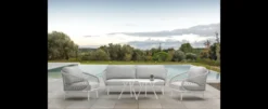 Casa Padrino Luxus Garten Lounge Set Grau 5-teilig 204 x 86 x H. 85 cm - Wetterfest und hochwertig verarbeitet - Moderne Garten Möbel - Luxus Qualität