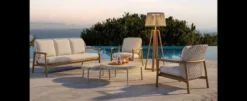 Casa Padrino Luxus Garten Lounge Set Sandfarben 4-teilig 194 x 91 x H. 86 cm - Wetterfest und hochwertig verarbeitet - Moderne Garten Möbel - Luxus Qualität
