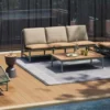 Casa Padrino Luxus Garten Lounge Set Grau / Beige 6-teilig 210 x 86 x H. 86 cm - Wetterfest und hochwertig verarbeitet - Moderne Garten Möbel - Luxus Qualität