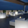 Casa Padrino Luxus Garten Lounge Set Grau / Weiß 4-teilig 102 x 81 x H. 73 cm - Wetterfest und hochwertig verarbeitet - Moderne Garten Möbel - Luxus Qualität