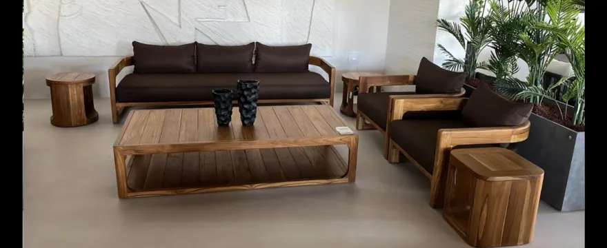 Casa Padrino Luxus Garten Lounge Set Braun 5-teilig 240 x 86 x H. 78 cm - Wetterfest und hochwertig verarbeitet - Moderne Garten Möbel - Luxus Qualität