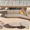 Casa Padrino Luxus Garten Lounge Set Beige 6-teilig 217 x 126 x H. 73 cm - Wetterfest und hochwertig verarbeitet - Moderne Garten Möbel - Luxus Qualität
