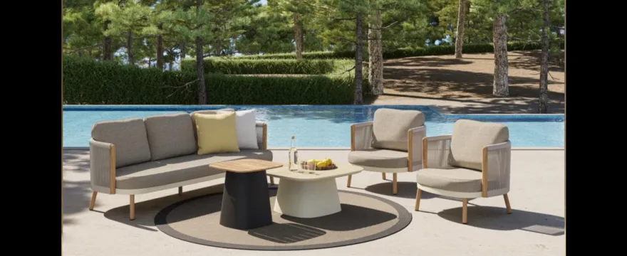 Casa Padrino Luxus Garten Lounge Set Olivgrau / Grau 4-teilig 224 x 85 x H. 89 cm - Wetterfest und hochwertig verarbeitet - Moderne Garten Möbel - Luxus Qualität