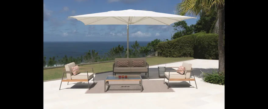 Casa Padrino Luxus Garten Lounge Set Taupe 5-teilig 202 x 92 x H. 75 cm - Wetterfest und hochwertig verarbeitet - Moderne Garten Möbel - Luxus Qualität