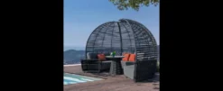 Casa Padrino Luxus Garten Lounge Set Anthrazit 8-teilig 190 x 200 x H. 220 cm - Wetterfest und hochwertig verarbeitet - Moderne Garten Möbel - Luxus Qualität