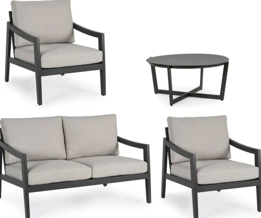 Casa Padrino Luxus Gartenmöbel Set Grau / Anthrazit - 1 Luxus Gartensofa & 2 Luxus Gartensessel & 1 Luxus Gartentisch - Garten Möbel - Hotel Möbel - Pool Möbel - Outdoor Möbel - Luxus Möbel