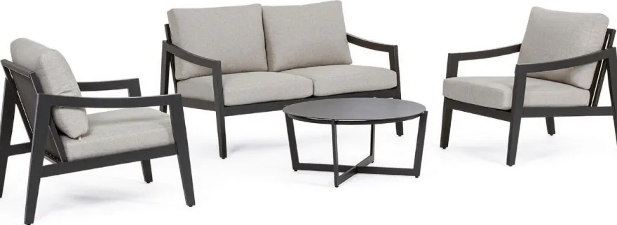 Casa Padrino Luxus Gartenmöbel Set Grau / Anthrazit - 1 Luxus Gartensofa & 2 Luxus Gartensessel & 1 Luxus Gartentisch - Garten Möbel - Hotel Möbel - Pool Möbel - Outdoor Möbel - Luxus Möbel