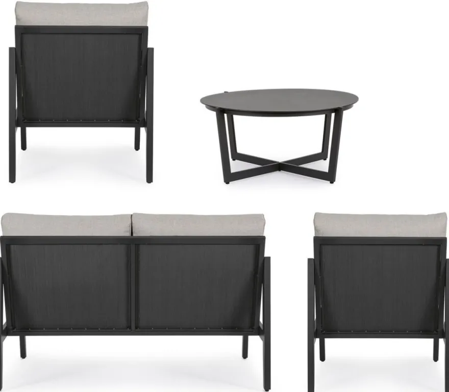 Casa Padrino Luxus Gartenmöbel Set Grau / Anthrazit - 1 Luxus Gartensofa & 2 Luxus Gartensessel & 1 Luxus Gartentisch - Garten Möbel - Hotel Möbel - Pool Möbel - Outdoor Möbel - Luxus Möbel
