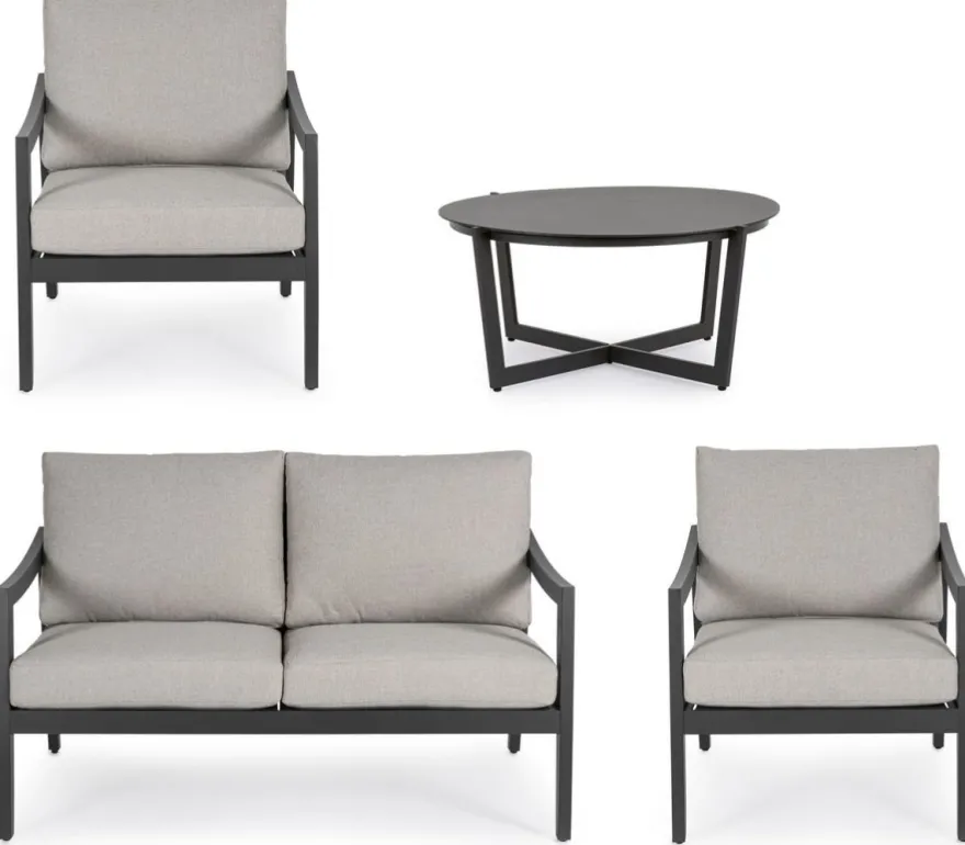 Casa Padrino Luxus Gartenmöbel Set Grau / Anthrazit - 1 Luxus Gartensofa & 2 Luxus Gartensessel & 1 Luxus Gartentisch - Garten Möbel - Hotel Möbel - Pool Möbel - Outdoor Möbel - Luxus Möbel