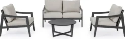 Casa Padrino Luxus Gartenmöbel Set Grau / Anthrazit - 1 Luxus Gartensofa & 2 Luxus Gartensessel & 1 Luxus Gartentisch - Garten Möbel - Hotel Möbel - Pool Möbel - Outdoor Möbel - Luxus Möbel