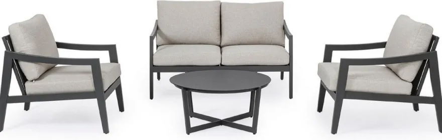 Casa Padrino Luxus Gartenmöbel Set Grau / Anthrazit - 1 Luxus Gartensofa & 2 Luxus Gartensessel & 1 Luxus Gartentisch - Garten Möbel - Hotel Möbel - Pool Möbel - Outdoor Möbel - Luxus Möbel