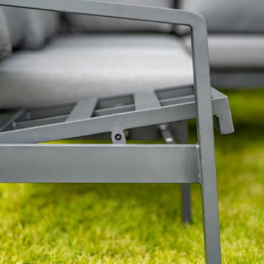 Casa Padrino Luxus Garten Möbel Set Grau - 1 Tisch & 1 Ecksofa & 1 Sitzbank & 1 Hocker
