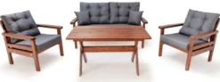 Casa Padrino Luxus Gartenmöbel Set Anthrazit / Dunkelbraun - 1 Garten Sofa & 2 Garten Sessel & 1 Garten Esstisch - Garten Möbel - Terrassen Möbel - Luxus Möbel