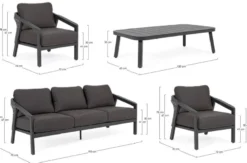 Casa Padrino Luxus Gartenmöbel Set Anthrazit - 1 Gartensofa & 2 Gartensessel & 1 Gartentisch - Moderne Luxus Garten & Terrassen Möbel - Luxus Kollektion