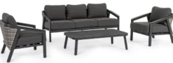 Casa Padrino Luxus Gartenmöbel Set Anthrazit - 1 Gartensofa & 2 Gartensessel & 1 Gartentisch - Moderne Luxus Garten & Terrassen Möbel - Luxus Kollektion