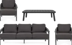 Casa Padrino Luxus Gartenmöbel Set Anthrazit - 1 Gartensofa & 2 Gartensessel & 1 Gartentisch - Moderne Luxus Garten & Terrassen Möbel - Luxus Kollektion