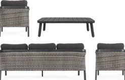 Casa Padrino Luxus Gartenmöbel Set Anthrazit - 1 Gartensofa & 2 Gartensessel & 1 Gartentisch - Moderne Luxus Garten & Terrassen Möbel - Luxus Kollektion