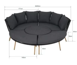 Casa Padrino Luxus Garten Möbel Set Grau / Naturfarben - 2 Gartensofas & 2 Gartenbänke & 1 Gartentisch