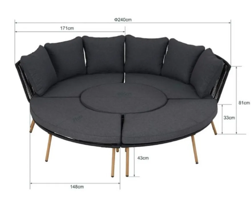 Casa Padrino Luxus Garten Möbel Set Grau / Naturfarben - 2 Gartensofas & 2 Gartenbänke & 1 Gartentisch