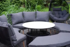 Casa Padrino Luxus Garten Möbel Set Grau / Naturfarben - 2 Gartensofas & 2 Gartenbänke & 1 Gartentisch