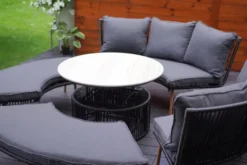 Casa Padrino Luxus Garten Möbel Set Grau / Naturfarben - 2 Gartensofas & 2 Gartenbänke & 1 Gartentisch