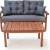 Casa Padrino Luxus Gartenmöbel Set Anthrazit / Dunkelbraun - 1 Garten Sofa & 2 Garten Sessel & 1 Garten Couchtisch - Garten Möbel - Terrassen Möbel - Luxus Möbel