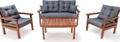 Casa Padrino Luxus Gartenmöbel Set Anthrazit / Dunkelbraun - 1 Garten Sofa & 2 Garten Sessel & 1 Garten Couchtisch - Garten Möbel - Terrassen Möbel - Luxus Möbel