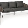 Casa Padrino Luxus Gartenmöbel Set Anthrazit / Braun - 1 Luxus Gartensofa & 2 Luxus Gartensessel - Garten Möbel - Terrassen Möbel - Hotel Möbel - Pool Möbel - Outdoor Möbel - Luxus Möbel