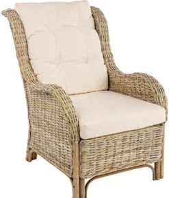Casa Padrino Luxus Garten Relax Sessel Naturfarben / Cremefarben 71 x 97 x H. 98 cm - Wetterbeständiger Garten & Terrassen Sessel - Garten & Terrassen Möbel - Luxus Qualität