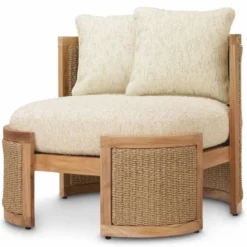 Casa Padrino Luxus Garten Sessel mit 2 Kissen Naturfarben - Hotel Möbel - Garten Möbel - Outdoor Möbel - Luxus Möbel