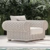 Casa Padrino Luxus Gartensessel Creme / Beige / Weiß / Braun 135 cm