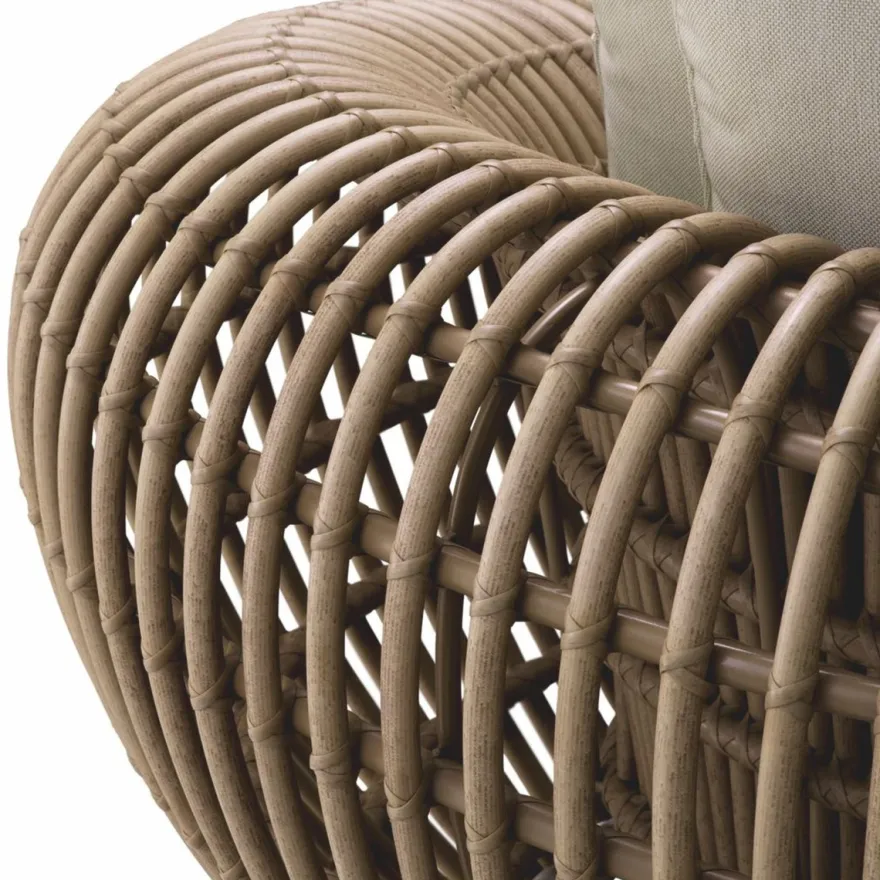 Casa Padrino Luxus Garten Sessel Braun / Sandfarben 120,5 cm - Garten & Hotel Möbel