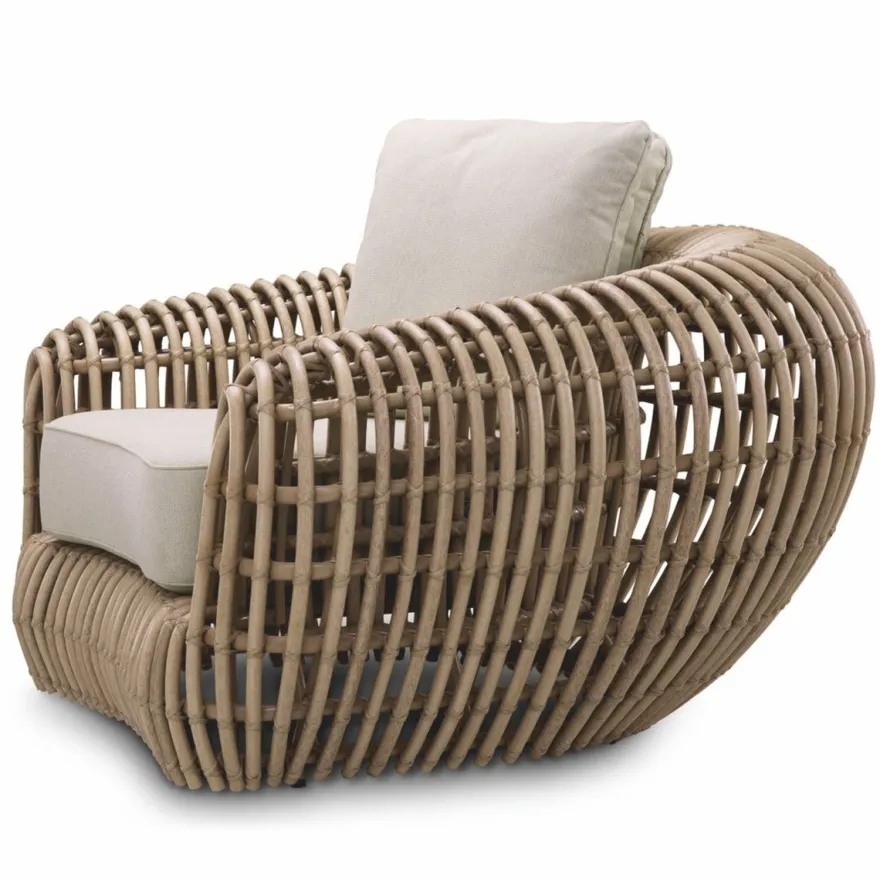 Casa Padrino Luxus Garten Sessel Braun / Sandfarben 120,5 cm - Garten & Hotel Möbel