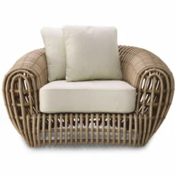 Casa Padrino Luxus Garten Sessel Braun / Sandfarben 120,5 cm - Garten & Hotel Möbel