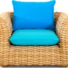 Casa Padrino Luxus Gartensessel Naturfarben / Blau 119 cm