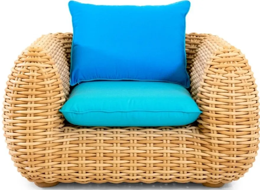 Casa Padrino Luxus Gartensessel Naturfarben / Blau 119 cm