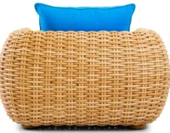 Casa Padrino Luxus Gartensessel Naturfarben / Blau 119 cm