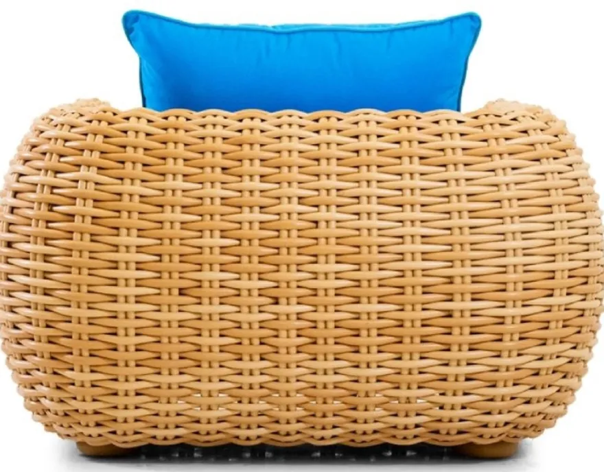 Casa Padrino Luxus Gartensessel Naturfarben / Blau 119 cm