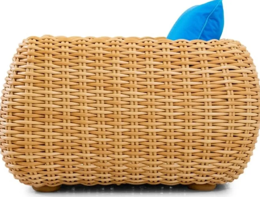 Casa Padrino Luxus Gartensessel Naturfarben / Blau 119 cm
