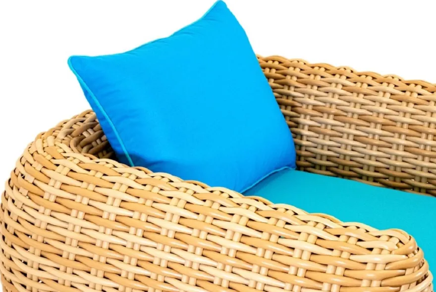 Casa Padrino Luxus Gartensessel Naturfarben / Blau 119 cm