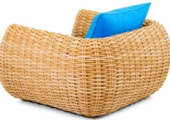 Casa Padrino Luxus Gartensessel Naturfarben / Blau 119 cm