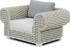 Casa Padrino Luxus Gartensessel Grau / Beige / Weiß 135 cm