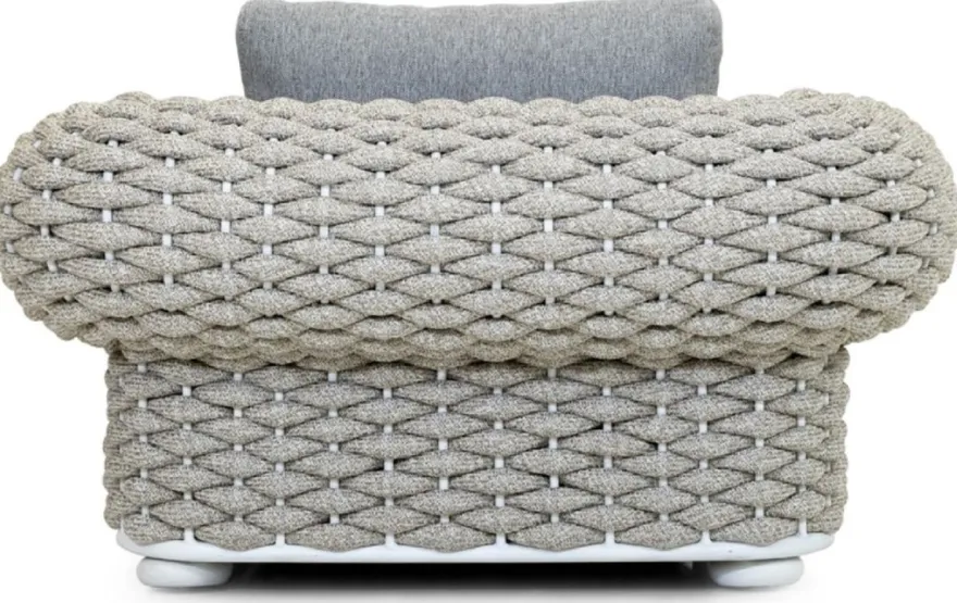 Casa Padrino Luxus Gartensessel Grau / Beige / Weiß 135 cm