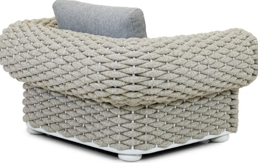 Casa Padrino Luxus Gartensessel Grau / Beige / Weiß 135 cm