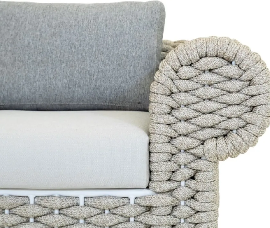 Casa Padrino Luxus Gartensessel Grau / Beige / Weiß 135 cm